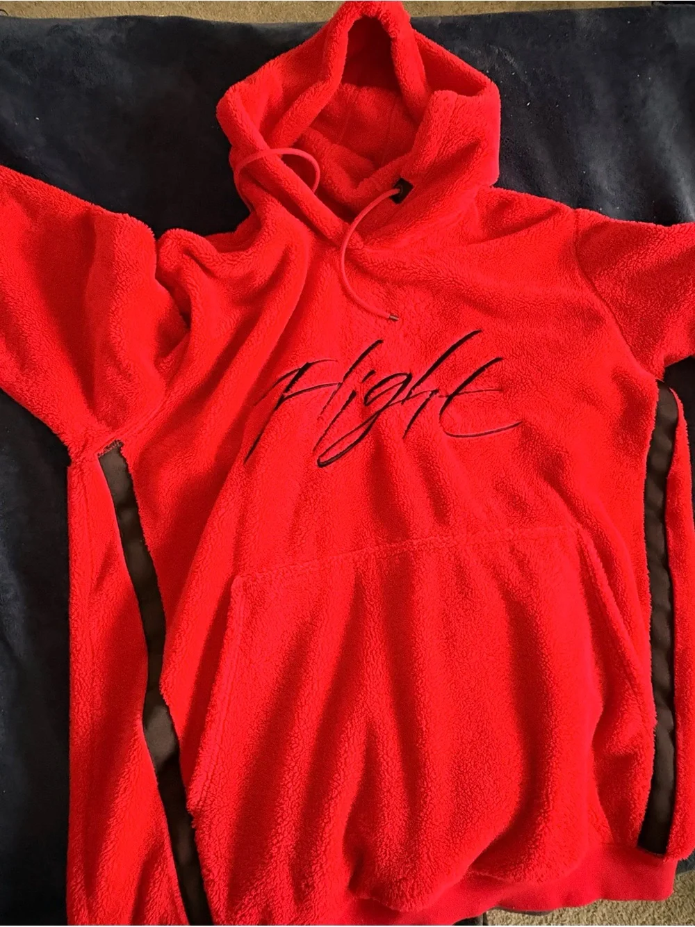 Fluffy Jordan Red 'Flight' Sherpa Pullover Hoodie